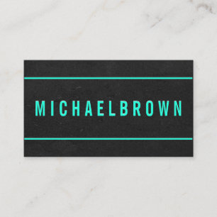Masculine Teal Text on Dark Gray Background Business Card