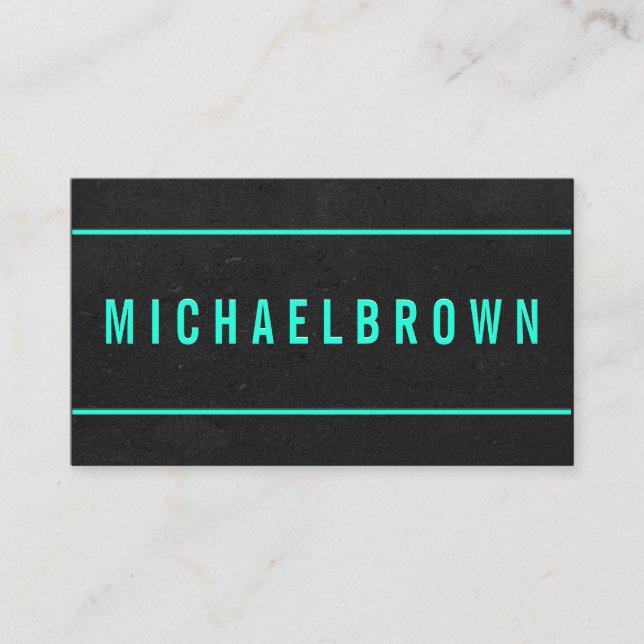 Masculine Teal Text on Dark Gray Background Business Card (Front)