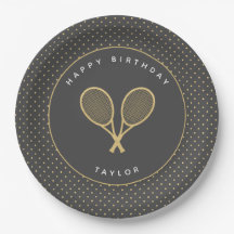 Masculine Tennis Star Sports Themed Gray and Gold