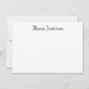 Masculine Vintage Script Monogram Note Card