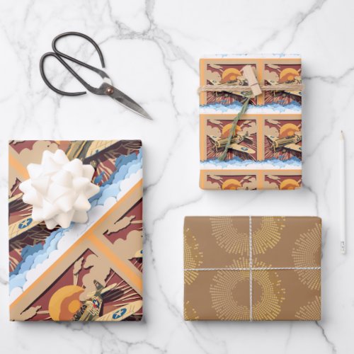 Masculine Vintage War Plane  Wrapping Paper Sheets