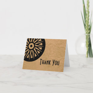 Masculine Wagon Wheel Letterpress Thank You Card