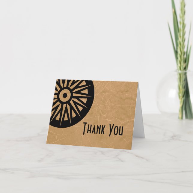 Masculine Wagon Wheel  Thank You Card (Front)