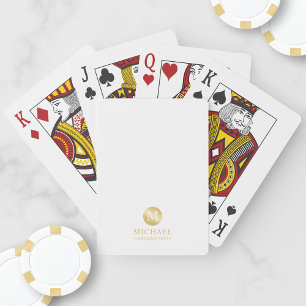 Masculine White and Gold Personalized Groomsmen Poker Cards