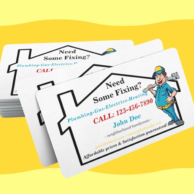 Masculine Worker Icon Neighborhood Handyman Business Card (Creator Uploaded)