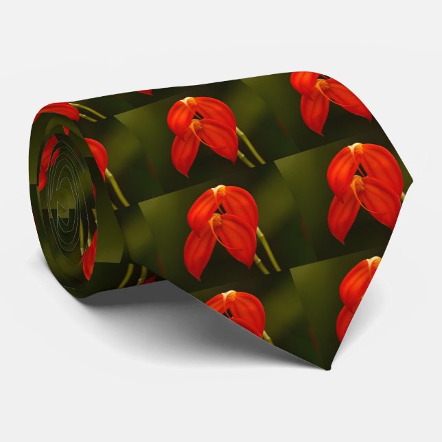 Masdevallia ignea Orchid  Men's Tie (Rolled)