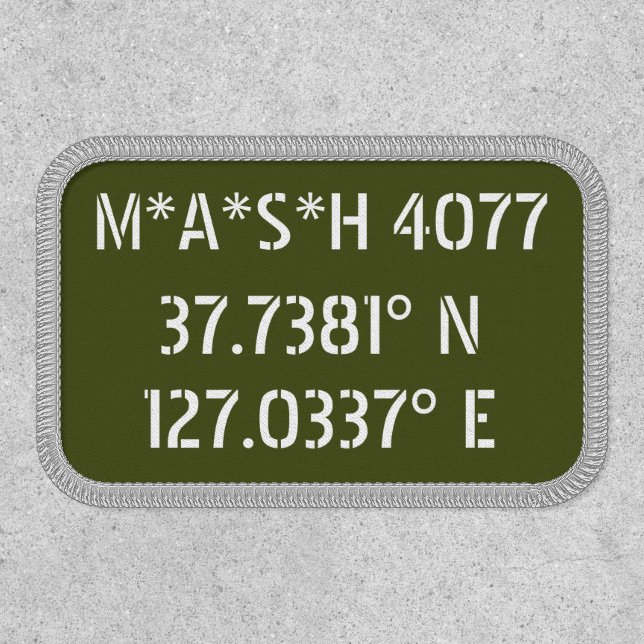 MASH 4077 Latitude Longitude Iron On Patch (Front)