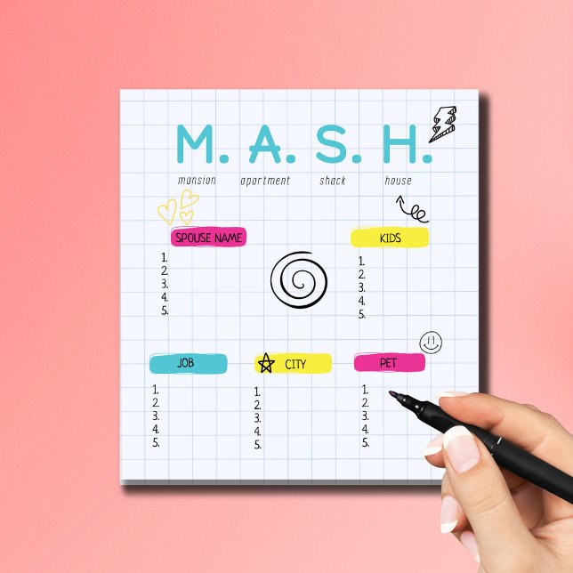 MASH Game, 90s Party Favor Notepad (Creator Uploaded)