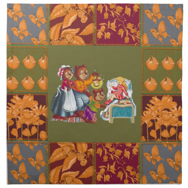 Masha and 3 fairy-tale bears cloth napkin (Front)