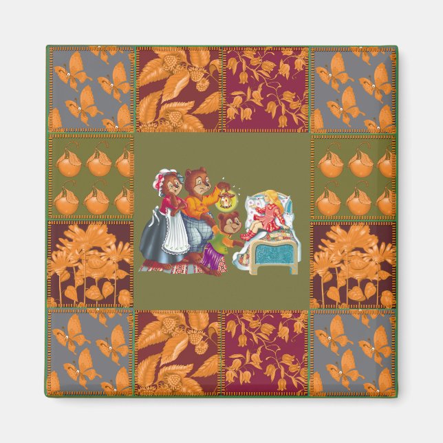 Masha and 3 fairy-tale bears magnet (Front)