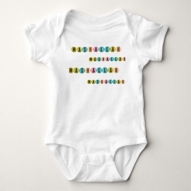Mashallah baby outfit Islam Muslim fashion Baby Bodysuit (Front)