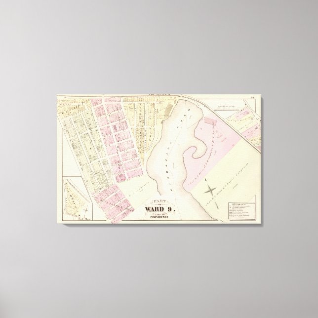 Mashapaug Pond and vicinity Atlas Map Canvas Print (Front)
