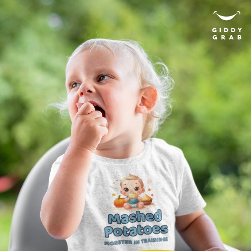 Mashed Potatoes Monster in Training Cute Holiday Baby T_Shirt