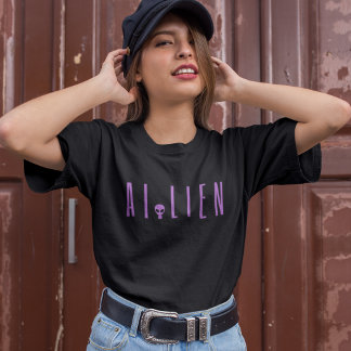 Mashup of AI and alien minimalistic and humorous T-Shirt