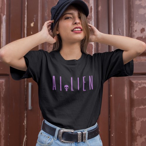 Mashup of AI and alien minimalistic and humorous  T_Shirt