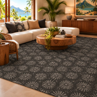 Masi Inspired Polynesian Sunburst Pattern Rug