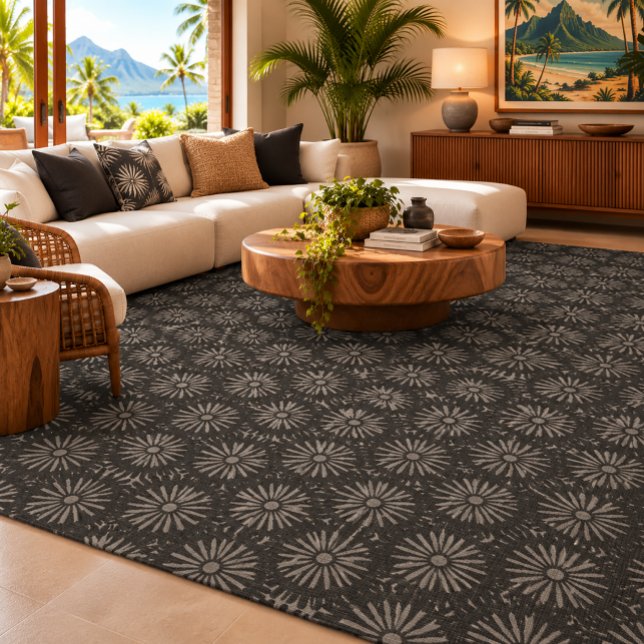 Masi Inspired Polynesian Sunburst Pattern Rug (Creator Uploaded)