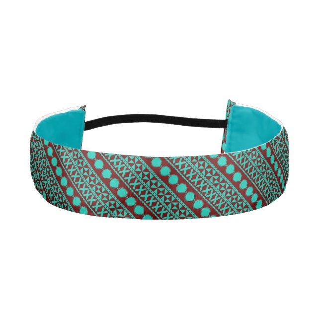 Masi Stripe in Teal and Brown Hairband Athletic Headband (Front)