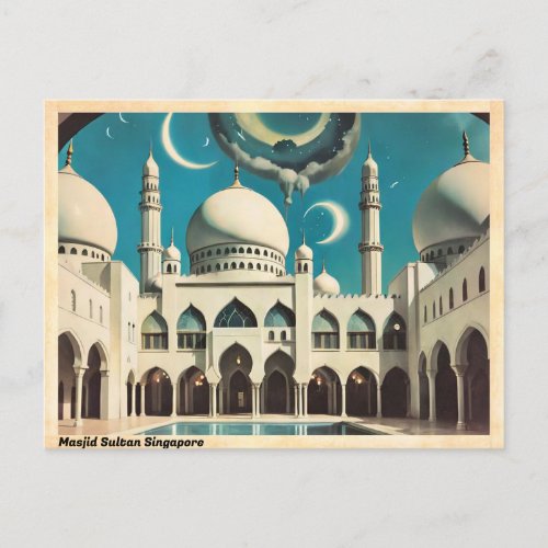 Masjid Sultan Singapore Vintage Travel Postcard