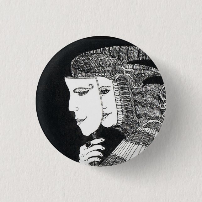mask 3 Cm Round Badge Button (Front)