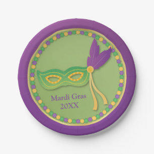 Mask and Beads Mardi Gras Party Supplies Paper Plates