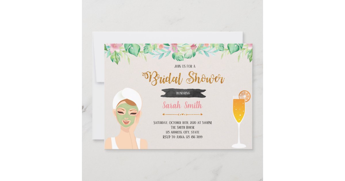 Mask and mimosas party theme invitation Zazzle