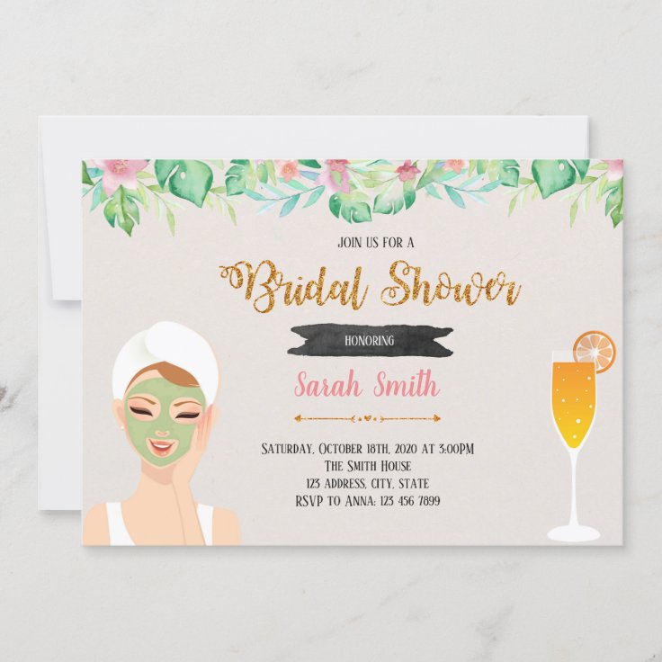 Mask and mimosas party theme invitation Zazzle