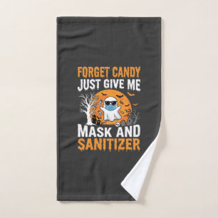 Mask and Sanitizer Halloween Ghost Design_1 Hand Towel