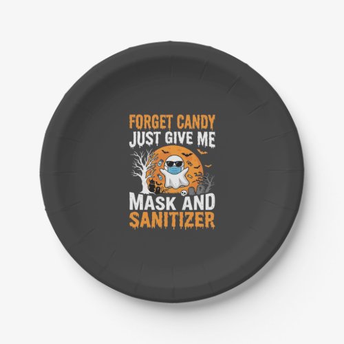 Mask and Sanitizer Halloween Ghost Design_1 Paper Plates