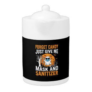 Mask and Sanitizer Halloween Ghost Design_1 Teapot
