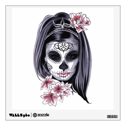 Mask Carnival Day of the Dead Floral Woman Wall Decal