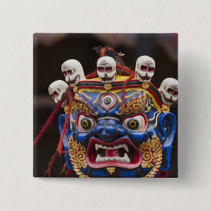 Mask dance performance at Tshechu Festival 2 Pinback Button