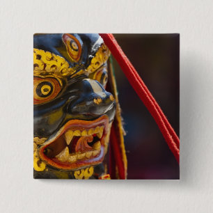 Mask dance performance at Tshechu Festival Pinback Button