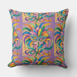 Mask flower brush throw pillow