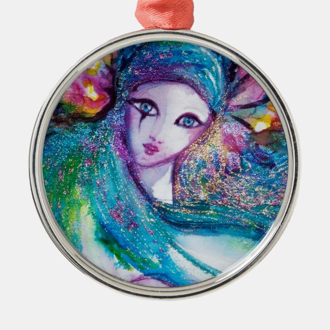 MASK IN BLUE METAL ORNAMENT (Front)