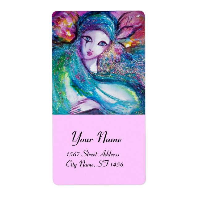 MASK IN BLUE ,pink Label (Front)