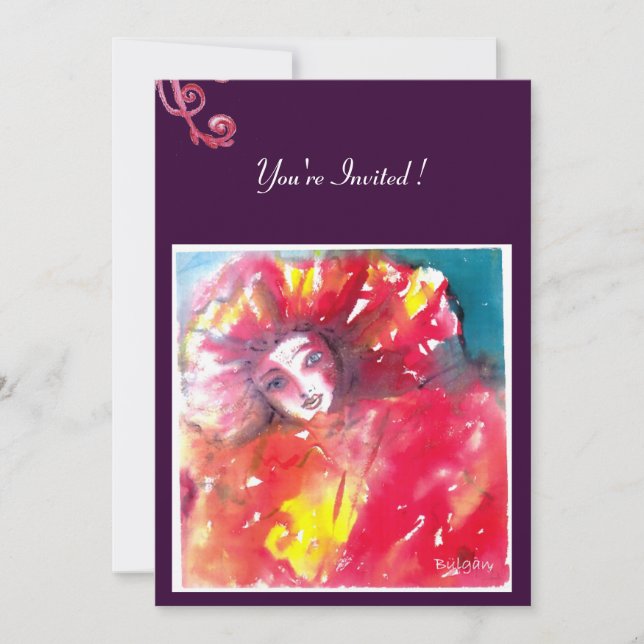 MASK IN RED 2 / MARDI GRAS MASQUERADE PARTY INVITATION (Front)