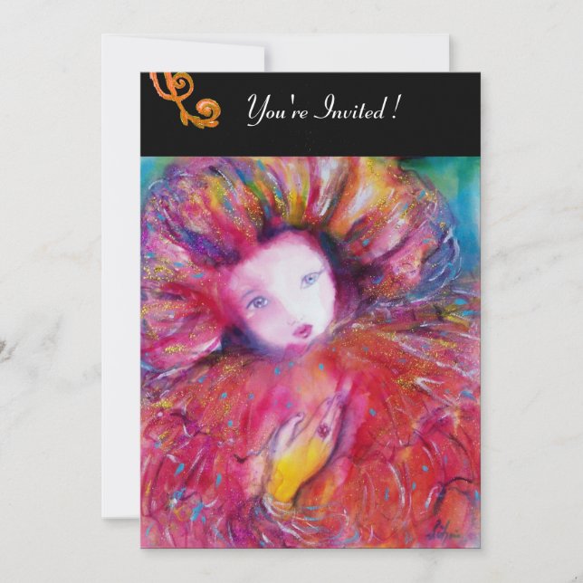 MASK IN RED / MARDI GRAS MASQUERADE PARTY INVITATION (Front)