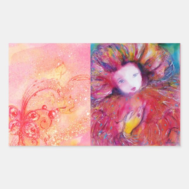 MASK IN RED RECTANGULAR STICKER (Front)