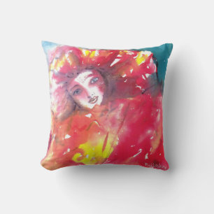 MASK IN RED / Venetian Masquearde Ball Outdoor Pillow