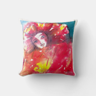 MASK IN RED / Venetian Masquearde Ball Throw Pillow