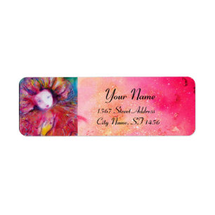 MASK IN RED Venetian Masquerade Pink Fuchsia Label