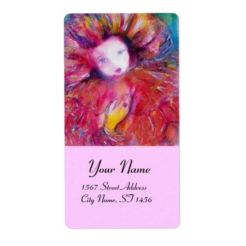 MASK IN  RED  Venetian Masquerade Pink Lilac Label