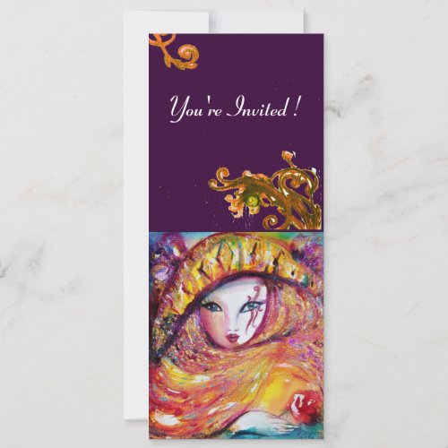 MASK IN YELLOWMARDI GRAS PARTY  purple red violet Invitation
