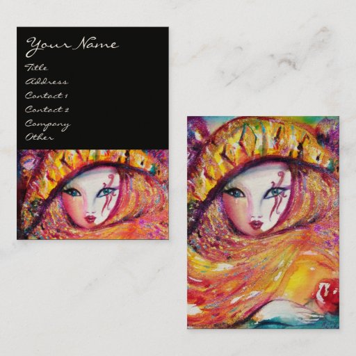 Customizable MASK IN YELLOW / Performing Arts,Costume Designer Business Card Templates
