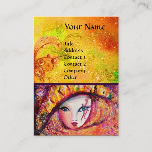 MASK IN YELLOW WITH RED ROSE  Beauty Makeup Artist Business Card