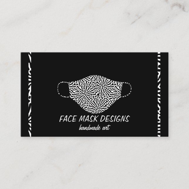 Mask Maker Face Covering Designer Black Business Card (Front)
