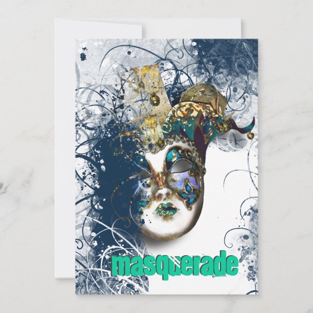 Mask masquerade venetian mardi gras party invitation (Front)