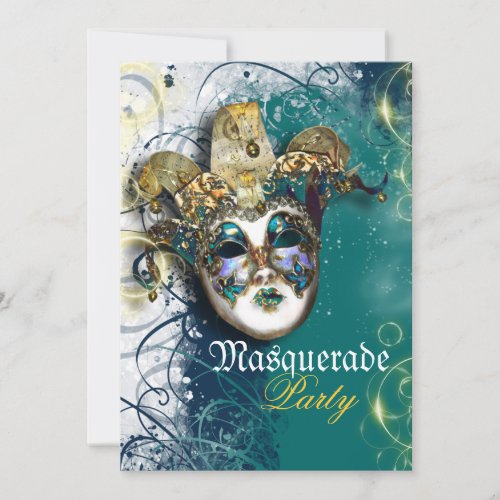 Mask masquerade venetian mardi gras party invitation