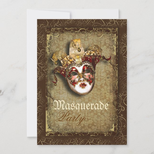 Mask masquerade venetian mardi gras party invitation (Front)